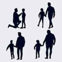 Free vector flat design father and son silhouette