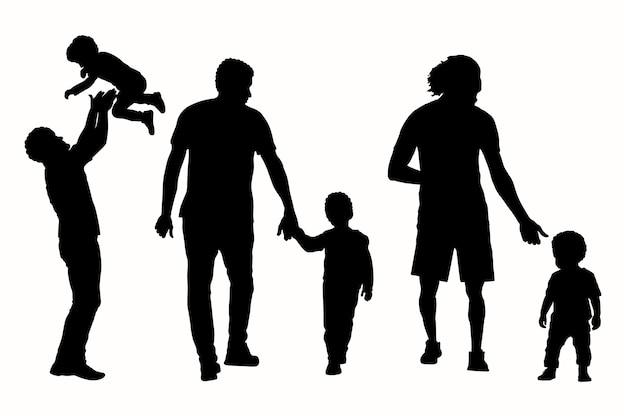 Free vector flat design father and son silhouette