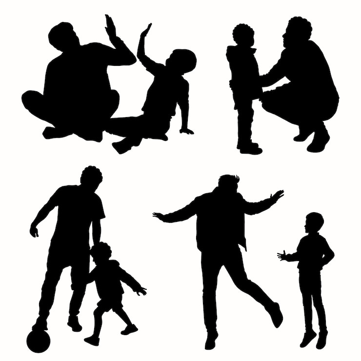 Free Vector flat design father and son silhouette