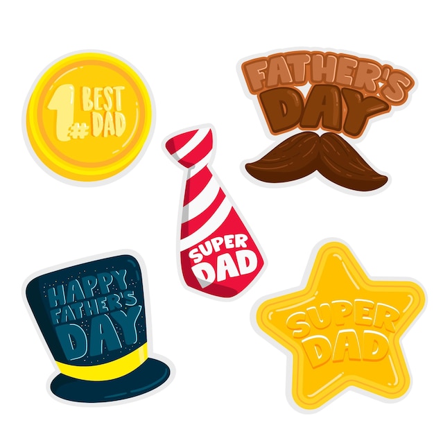 Free vector flat design fathers day badges collection