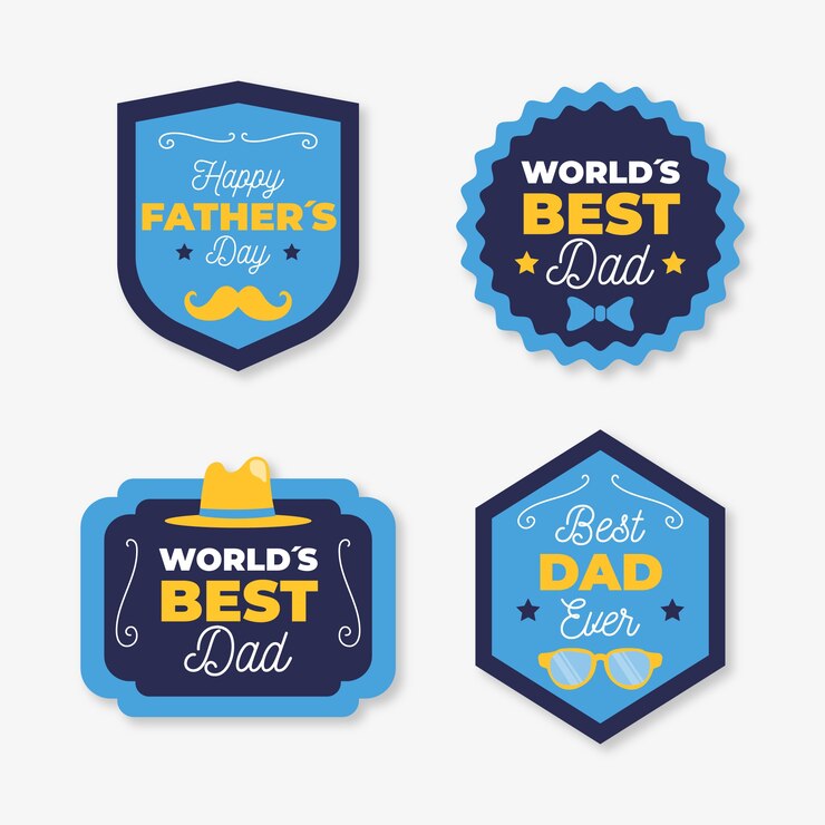 Free Vector flat design fathers day badges collection