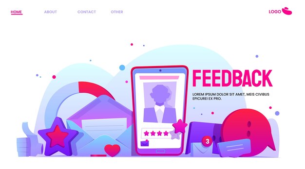 Flat design feedback concept illustrated