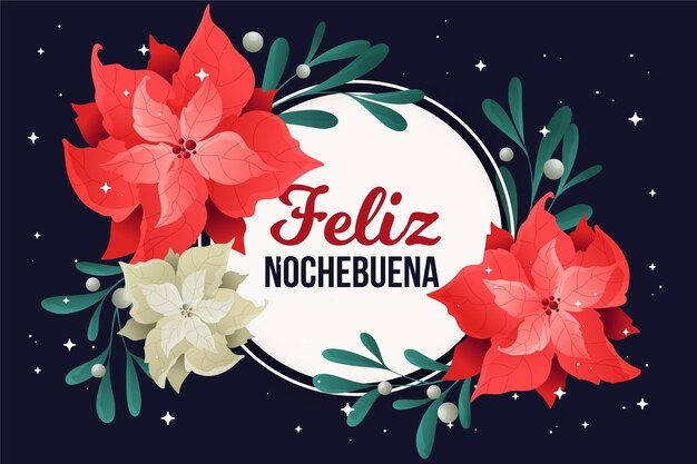 평면 디자인 feliz nochebuena 배경 꽃