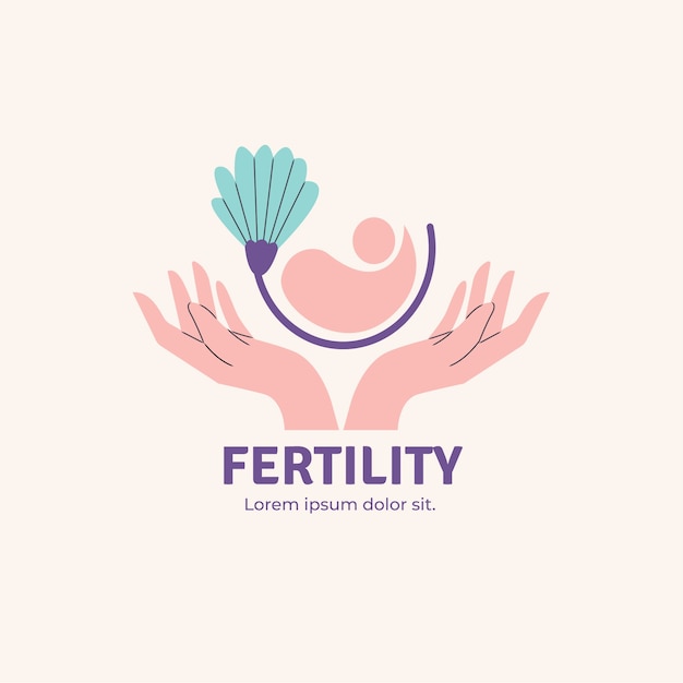 Vettore gratuito modello di logo della clinica per la fertilità dal design piatto