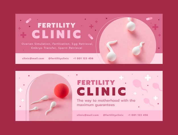 Vettore gratuito modello di clinica per la fertilità dal design piatto