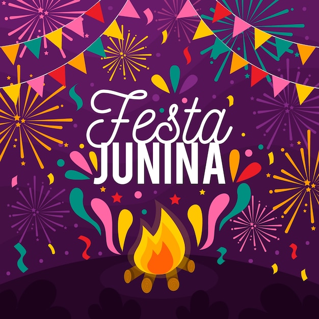 Плоский дизайн festa junina концепция