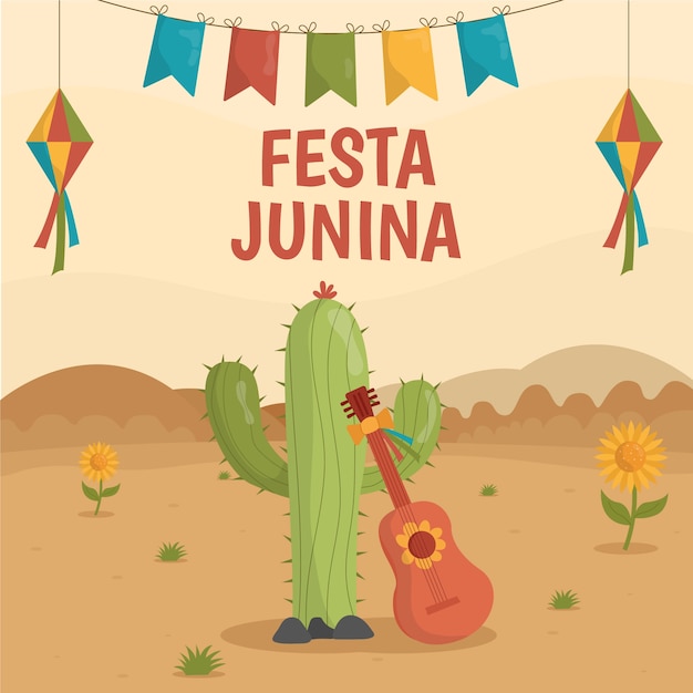Vettore gratuito concetto di design piatto festa junina