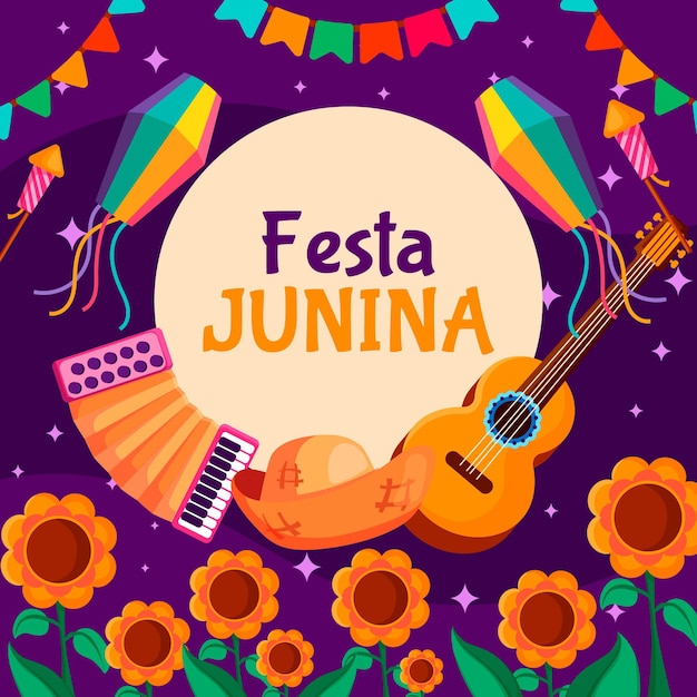 Flat design festa junina concept