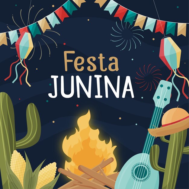 Мероприятие Festa Junina с плоским дизайном