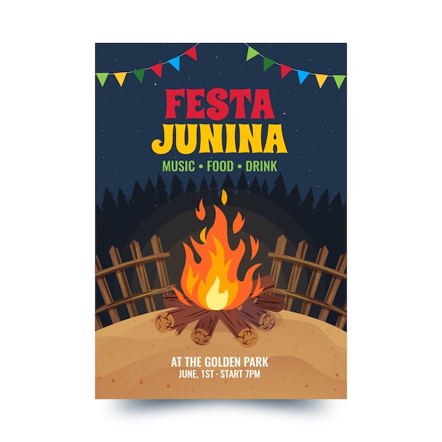 Free vector flat design festa junina poster