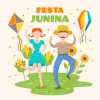 Free vector flat design festa junina and sunflower