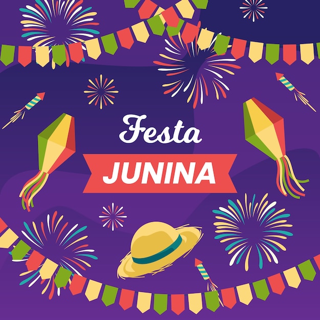 Бесплатное векторное изображение Плоские обои для рабочего стола festa junina