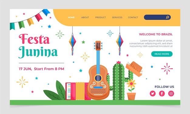 Pagina di destinazione del partito festas juninas dal design piatto