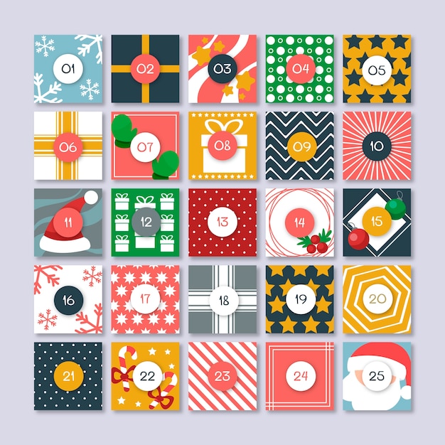 Free vector flat design festive advent calendar