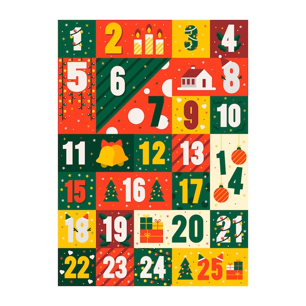 Free vector flat design festive advent calendar