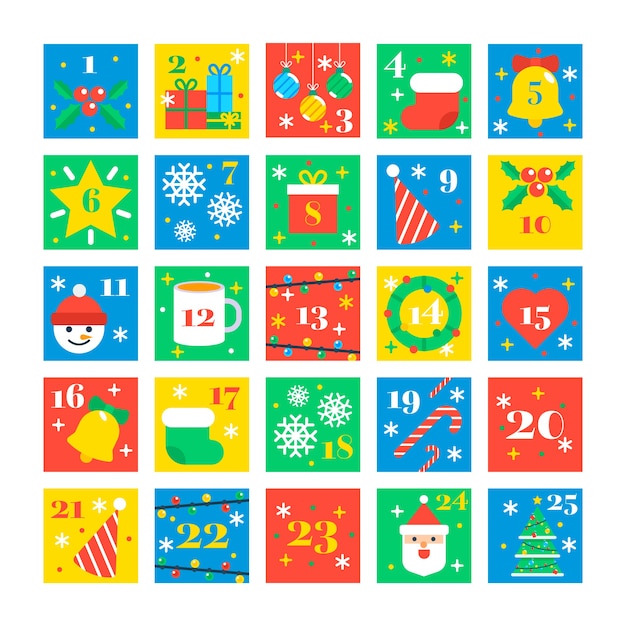 Free vector flat design festive advent calendar