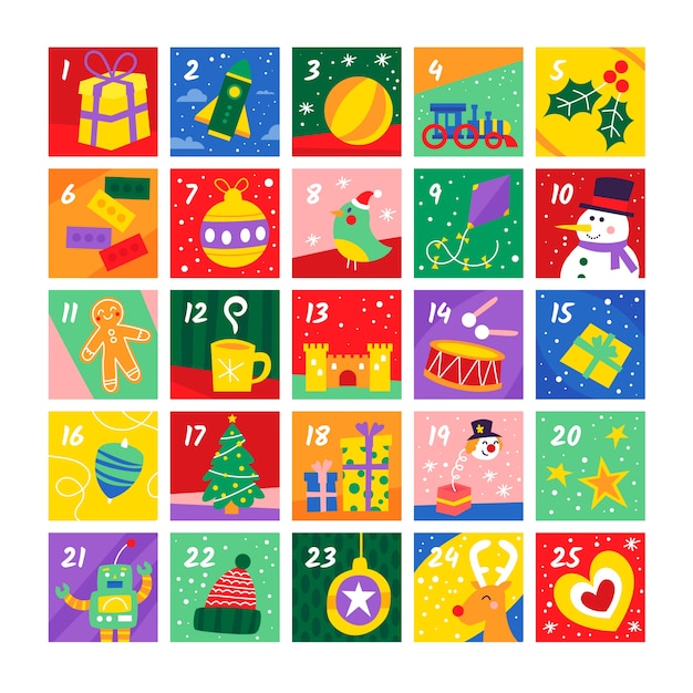 Free vector flat design festive advent calendar