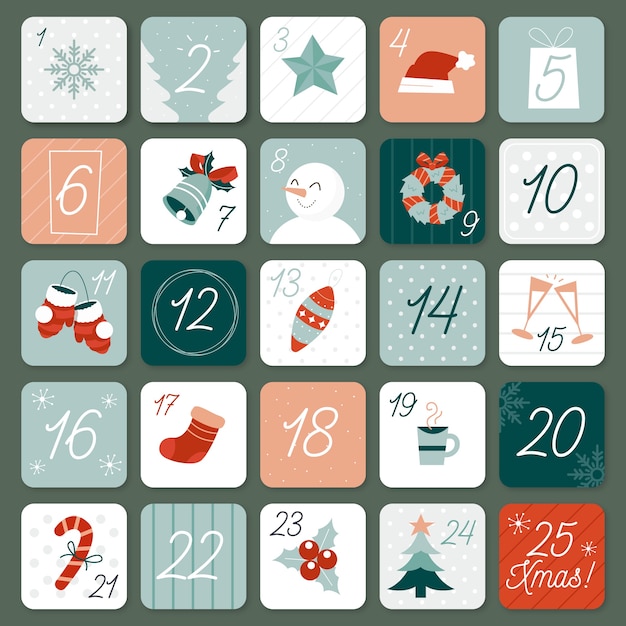 Free vector flat design festive advent calendar