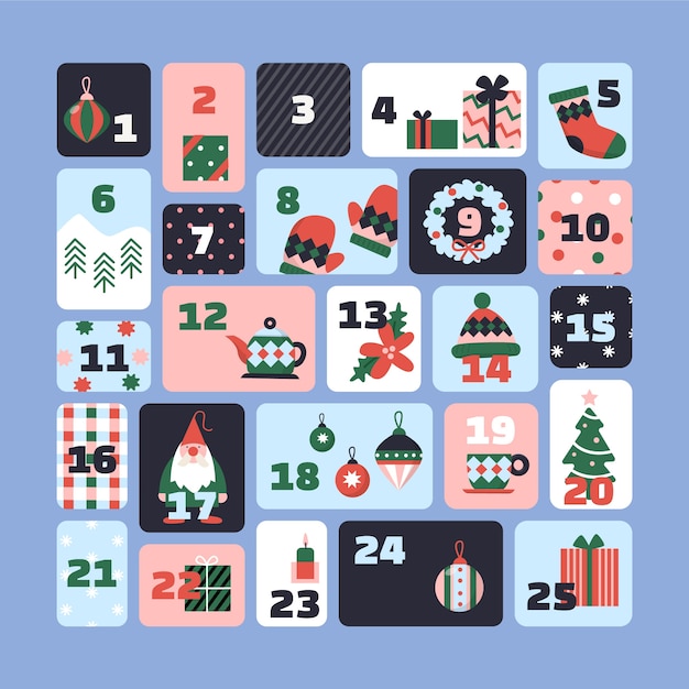 Free vector flat design festive advent calendar