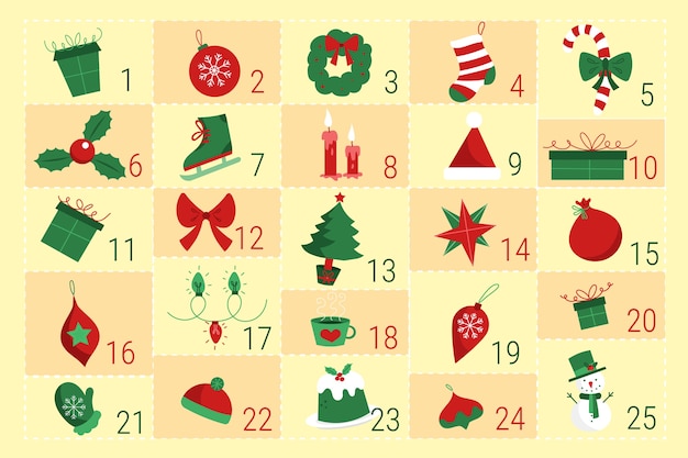 Free vector flat design festive advent calendar