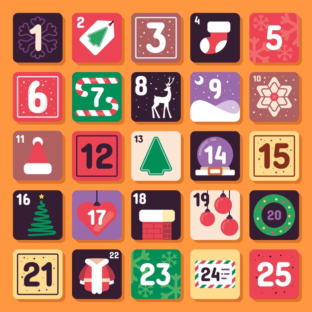 Flat design festive advent callendar