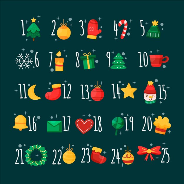 Flat design festive advent callendar