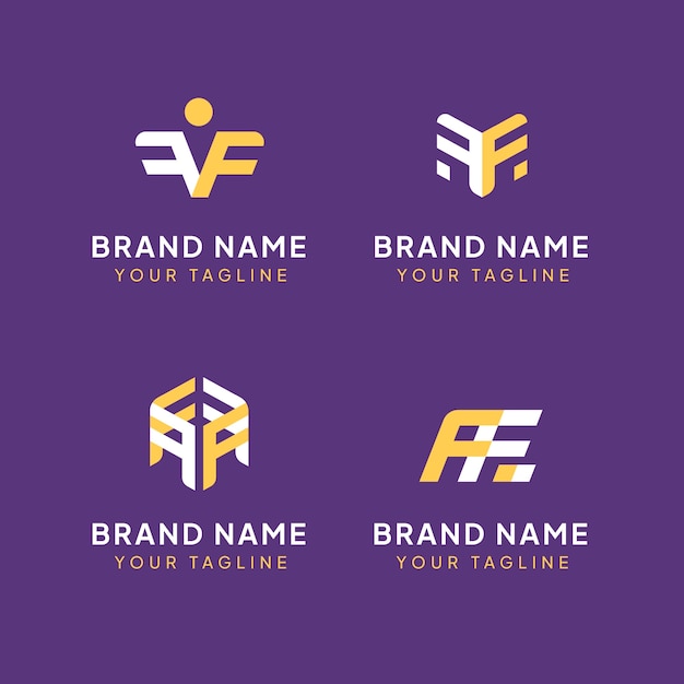 Flat design ff monogram template