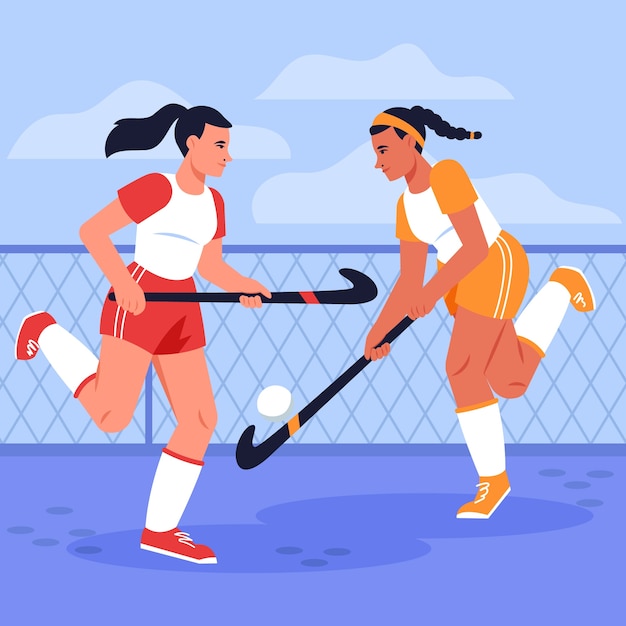 Flat design field hockey illustration