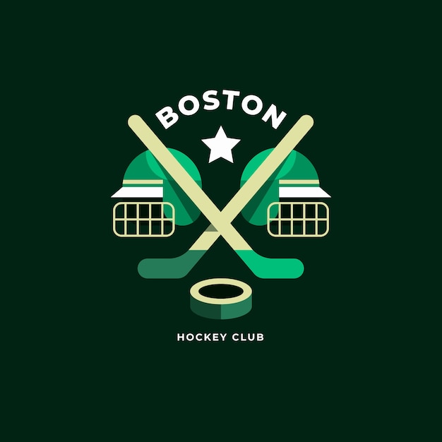 Бесплатное векторное изображение Плоский дизайн логотипа хоккея на траве