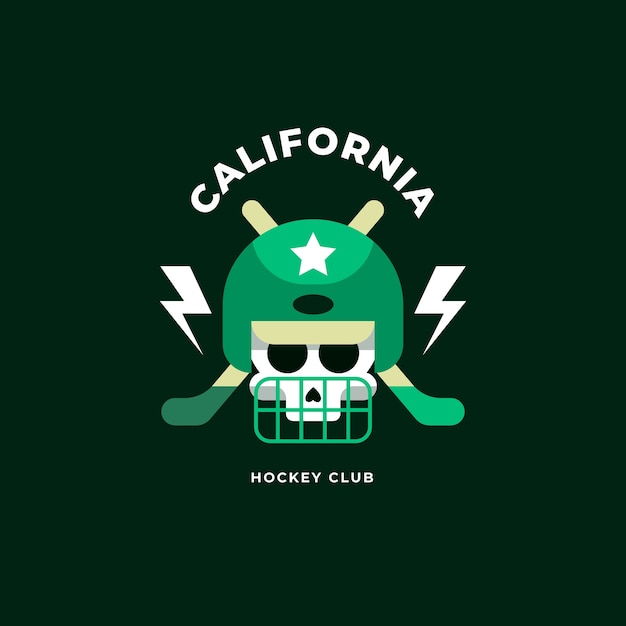 Бесплатное векторное изображение Плоский дизайн логотипа хоккея на траве