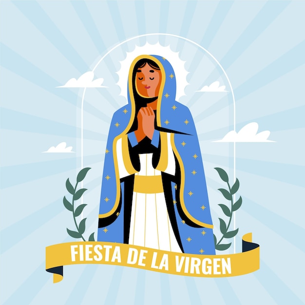 Vettore gratuito design piatto fiesta de la virgen