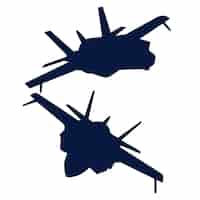 無料ベクター フラットなデザインの戦闘機のシルエット