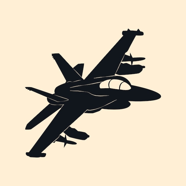 Flat design fighter jet silhouette