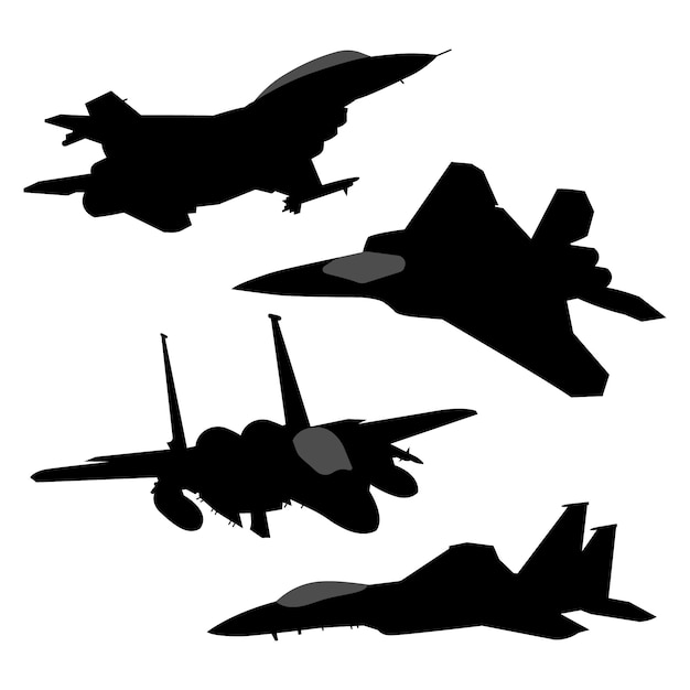 Flat design fighter jet silhouette