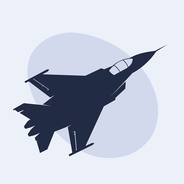 Flat design fighter jet silhouette