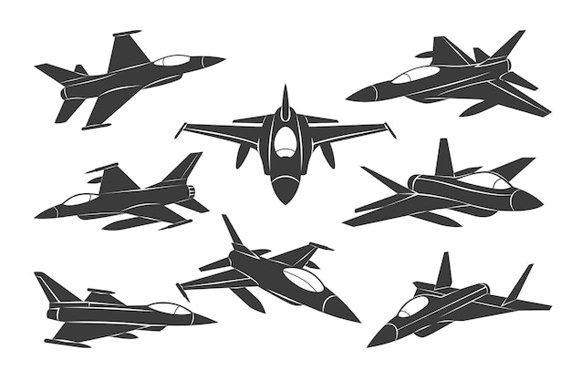 Flat design fighter jet silhouette