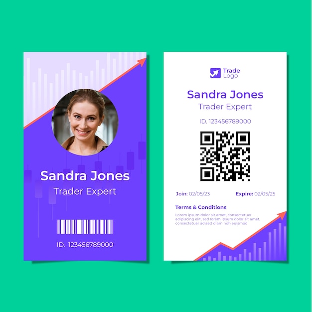 Flat design finances concept id card