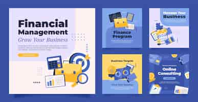 Free vector flat design finances concept instagram posts