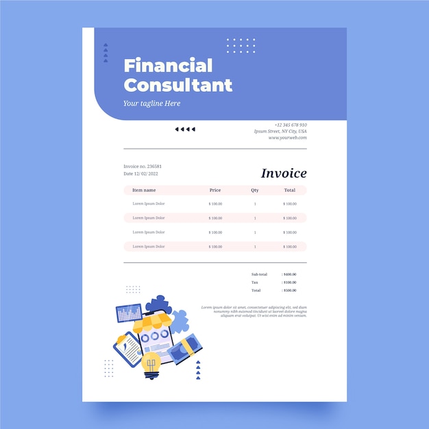 Free vector flat design finances concept invoice