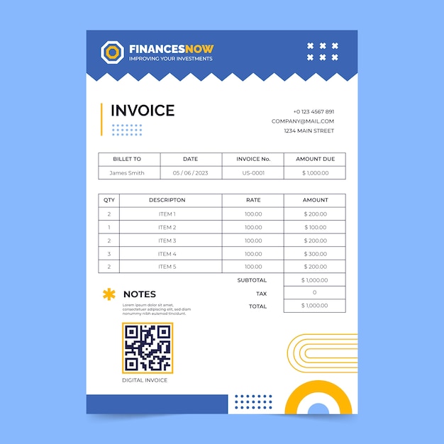 Free vector flat design finances concept invoice