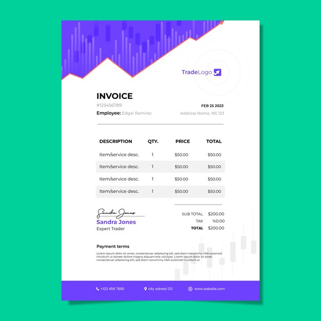 Free vector flat design finances concept invoice