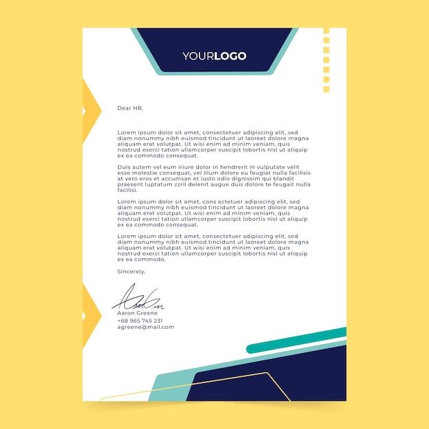 Free vector flat design finances concept letter template