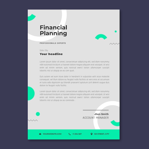 Free vector flat design finances concept letterhead