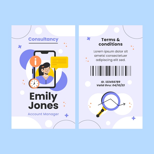 Flat design financial consultancy  id card