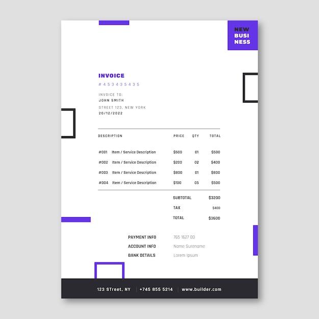 Flat design financial consultancy  invoice