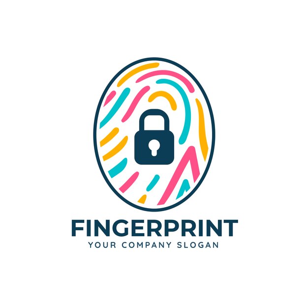 Шаблон логотипа отпечатка пальца в плоском дизайне
