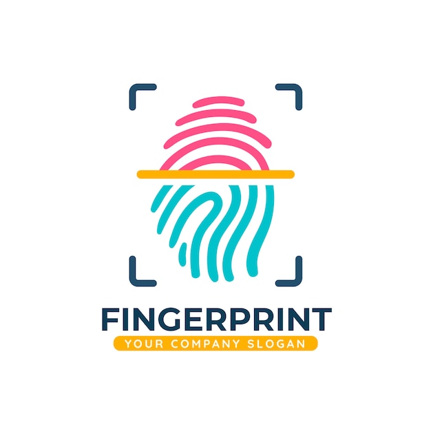 Free vector flat design fingerprint logo template