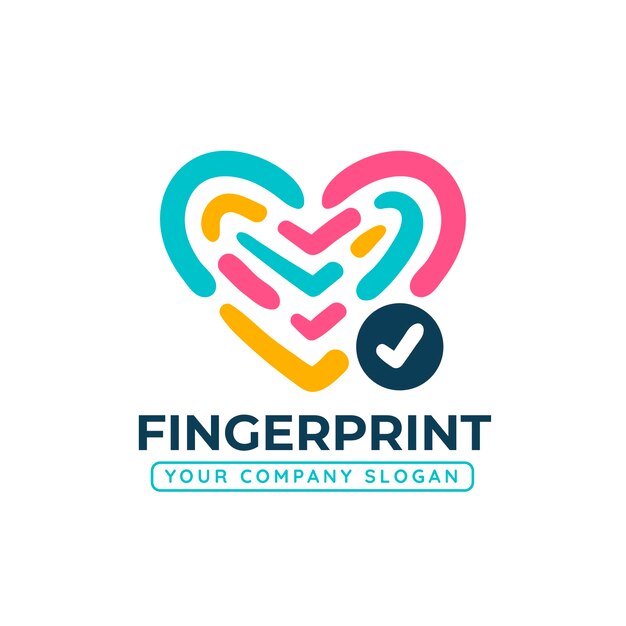 Flat design fingerprint logo template