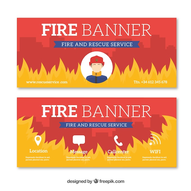 Flat design fire banner