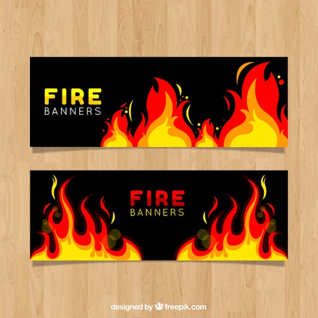 Vettore gratuito banner di fuoco design piatto